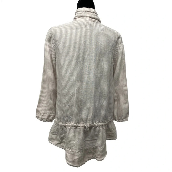 Soft Surroundings 100% Linen Zip Up Lightweight jacket neutral minimalist pocket - Picture 2 of 11